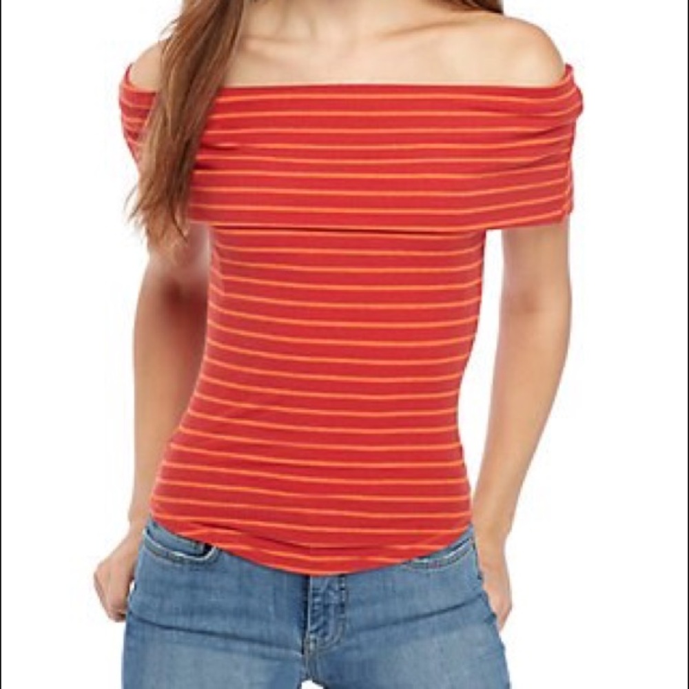 ⭐️ Free People ⭐️ off shoulder Striped top Small - Picture 3 of 8